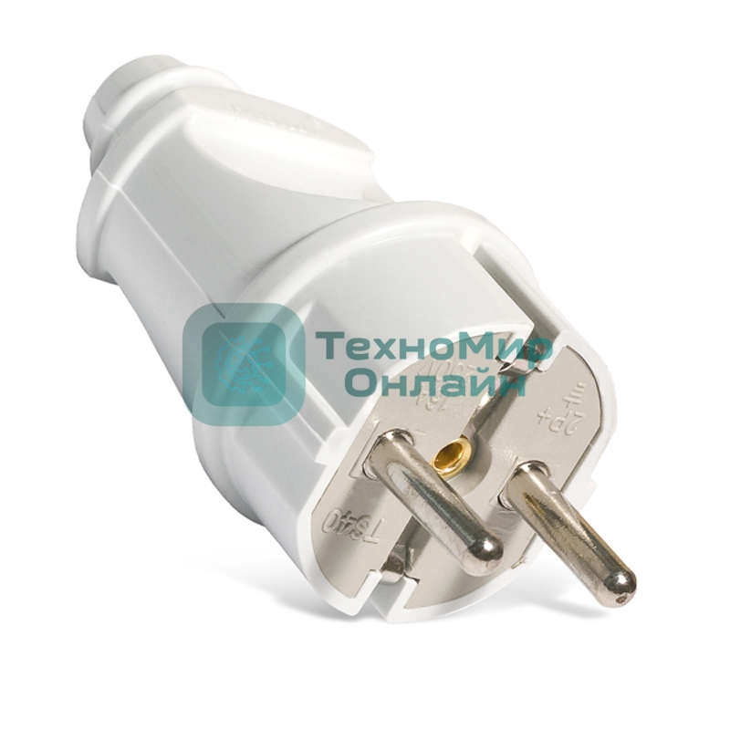 Вилка электрич. с заземл. прям. бел. 16А 250В (еврослот) UNIVersal А101