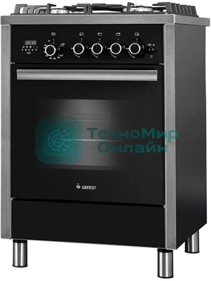 Плита газовая Gefest ПГ 6700-04 черный, конфорок 4 шт, духовка 52 л, 60 см x 85 см x 60 см