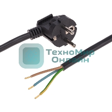 Шнур электрический с вилкой Rexant ПВС 3х1,5 мм², 2м черный