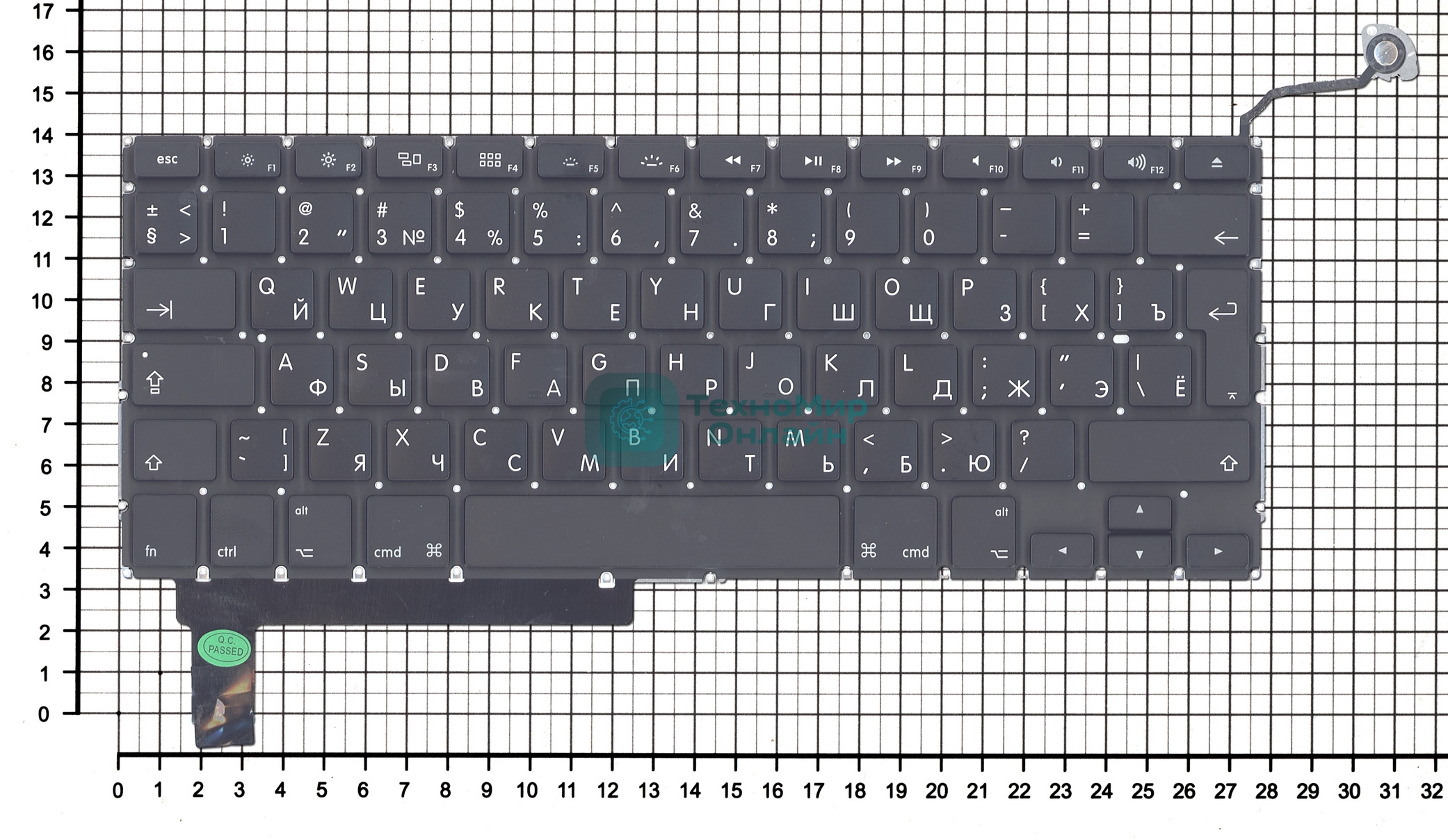 Клавиатура для ноутбука MacBook A1286 с SD большой ENTER RU