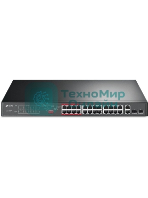 Коммутатор 24-port 10/100Mbps Unmanaged PoE+ Switch with 2 combo RJ-45/SFP uplink ports, metal case, rack mount, 24 802.3af/at compliant PoE+ ports, 2 gigabit combo RJ-45/SFP uplink ports, DIP switches for Extend mode, Isolation mode and Priority mode, up to 25