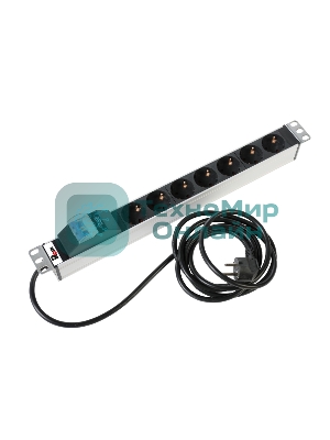 Блок розеток Rem-16 с авт. 16А, 7 Shuko, алюм., 19