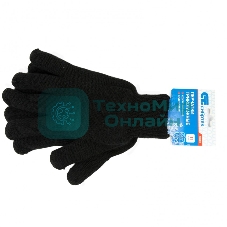 Перчатки трикотажные Сибртех, акрил, двойные, черный, двойная манжета