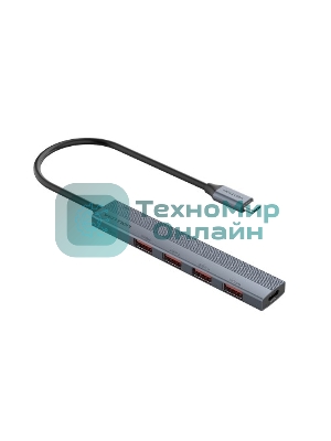 USB-концентратор Vention OTG USB 3.2 Gen 2 Type-C на 4 USB порта + USB-C PD Серый - 0.15м.