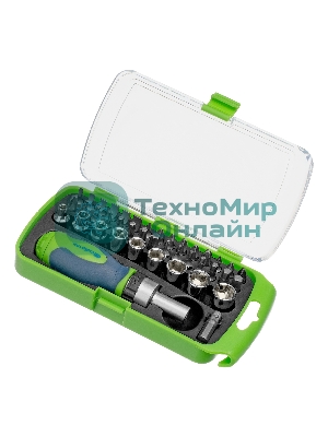 Отвертка Сибртех ревер. + биты, 41 пред., PH+PZ+SL+H+T, CrV, 2к рукоятка