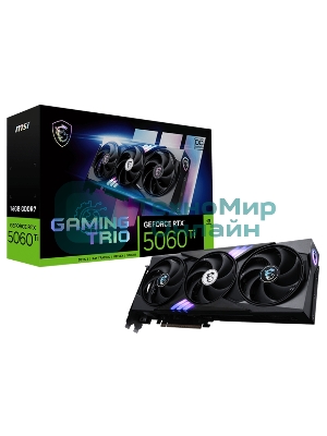 Видеокарта MSI RTX 5060 Ti 16G GAMING TRIO OC, NVIDIA RTX 5060 Ti, 16 ГБ GDDR7, 128 бит, PCI-e 5.0, 1xHDMI, 3xDP, 2647 МГц