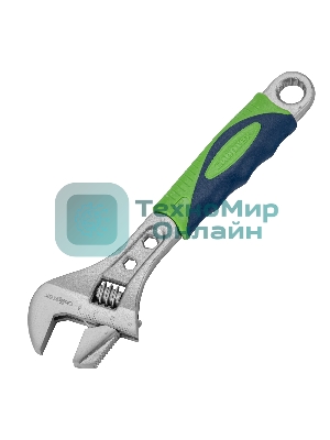 Ключ разводной, 200мм, переставная губка, двухкомпонентная рукоятка Сибртех