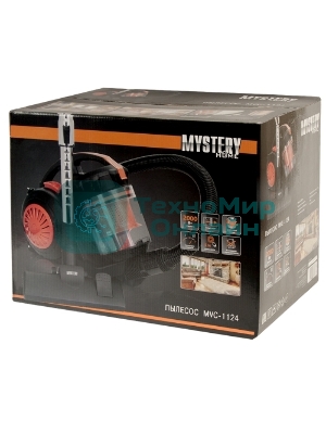 Пылесос Mystery MVC-1124 черный/оранжевый, 300/2000 Вт, уборка сухая, пылесборник контейнер 5 л