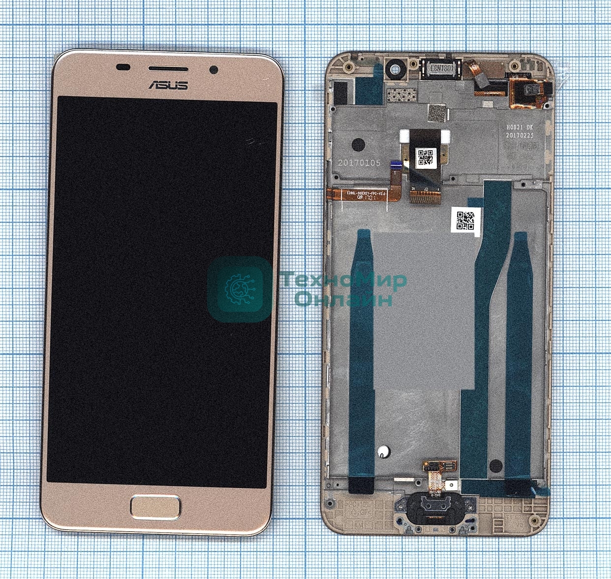 Дисплей для Asus ZenFone 3s Max ZC521TL золотой с рамкой