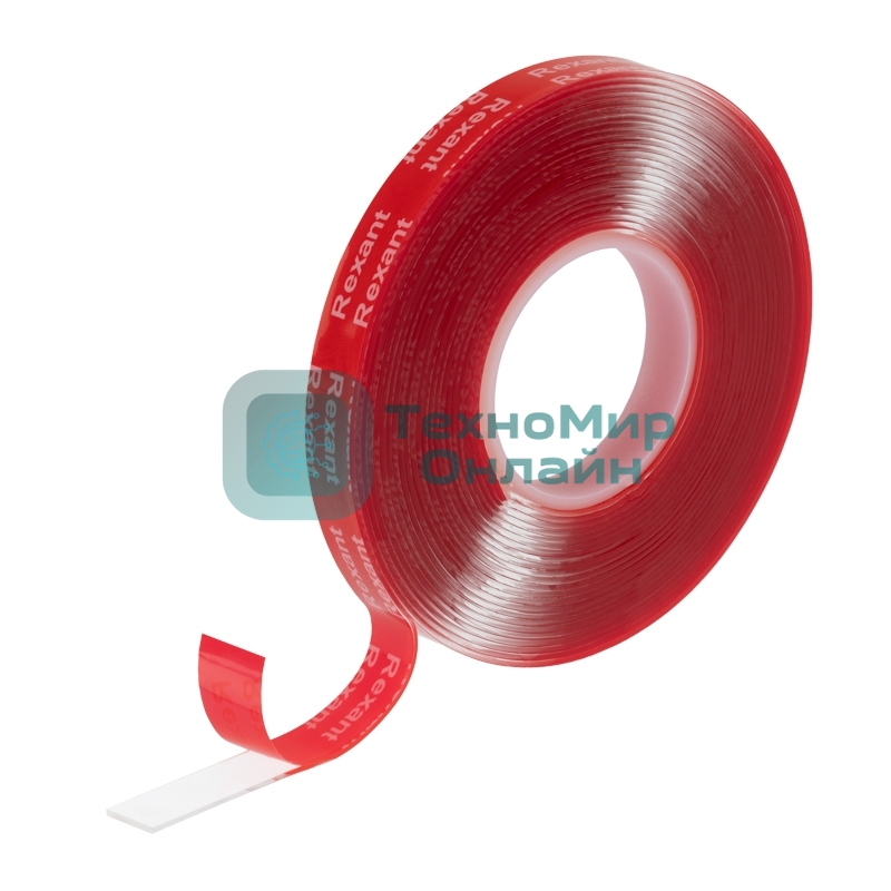 Лента клейкая двухсторонняя Rexant прозрачная, на VHB акриловой основе, 10 мм х 5 м