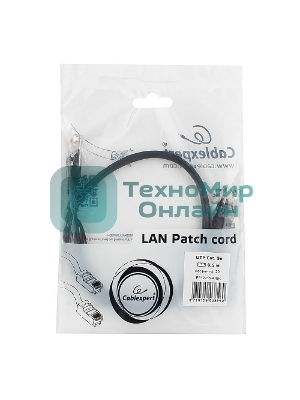 Патч-корд UTP Cablexpert cat.5e, 0.5м, литой, многожильный, черный