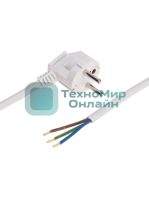 Шнур электрический с вилкой Rexant ПВС 3х1,5 мм², 3м белый