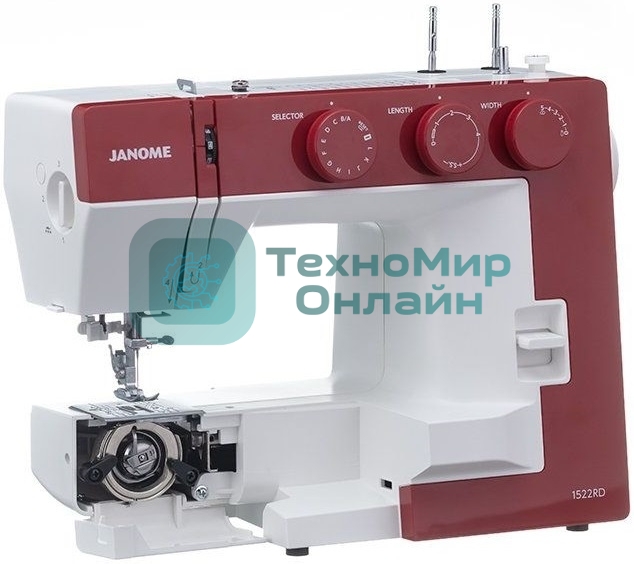Швейная машина Janome 1522RD 25 операции, петля автомат, верт. челнок, нитевдеватель, мягкий, подарочный набор (шпульки, ножницы, сантиметровая лента, игольница)