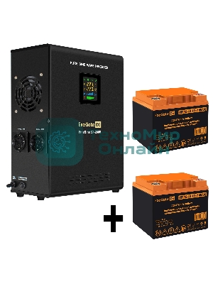 Комплект Источник бесперебойного питания EX296001RUS + батарея 40Aч EX282979RUS 2шт (инвертор, синус, для котла, настенный) ExeGate FineSine SX-2000.LCD.AVR.2SH <2000VA/1400W, чистая синусоида, цветной LCD-дисплей, AVR, 2*Schuko, линейно-интерактивный, крепление настенное/универсальное, черный> + батарея ExeGate HR 12-40 (12В, 40Ач) 2шт