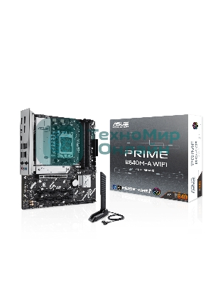 Материнская плата ASUS PRIME B840M-A WIFI, AM5, AMD B840, 4xDDR5, 4xSATA III, 3xM.2, 1xPCIe 4.0 x16, 2xPCIe 3.0 x16 (x1), 2xDP, 1xHDMI, 1x 2.5Gb LAN, Wi-Fi 6E, 2xUSB-A 10Gbps, 1xUSB-C 5Gbps, 4xUSB-A 2.0, 3x3.5 мм, 7.1, micro-ATX