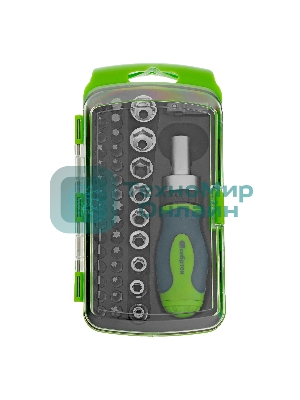 Отвертка Сибртех ревер. + биты, 41 пред., PH+PZ+SL+H+T, CrV, 2к рукоятка