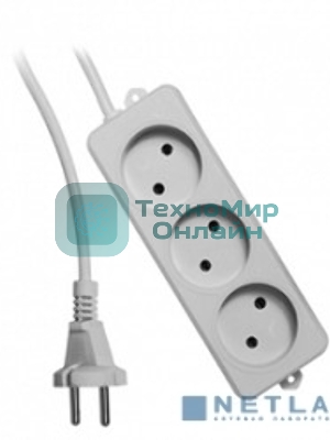 Удлинитель Гарнизон EL-NL3-W-5, 3 розетки допустимый ток 10А, длина 5 м.