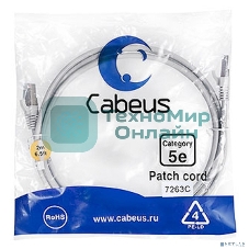 Шнур комм. Cabeus, Cat.5e, экр., F/UTP, RJ45/RJ45, PVC, AWG24, 2м, серый