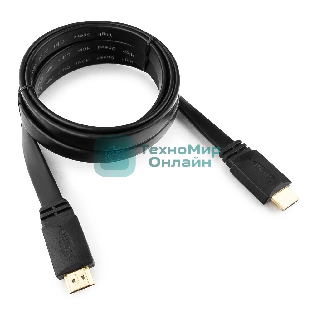 Кабель Cablexpert HDMI CC-HDMI4F-6, 19M/19M, v2.0, медь, позол.разъемы, экран, плоский кабель, 1.8м, черный, пакет