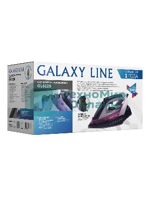 Утюг Galaxy Line GL 6128, фиолетовый с черным, паровой, 2200 Вт, постоянный пар 30 г/мин, паровой удар 140 г/мин, функции: самоочистка, антикапля, антинакипь, функция увлажнения, вертикальное отпаривание, защита от перегрева, индикатор нагрева, керамическое покрытие подошвы, резервуар для воды 170 мл