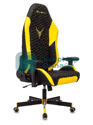 Кресло Knight Neon черный/желтый, экокожа, 120 кг, механизм качания