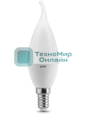 Лампа светодиодная Gauss 6.5Вт цок.: E14 свеча 220B 3000K св. свеч. бел. теп. (упак.: 10 шт)