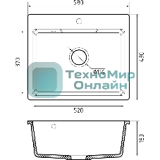 Мойка GRANFEST URBAN 658 1-чаша 580x490мм, монтаж: врезной, материал: кварц, серый