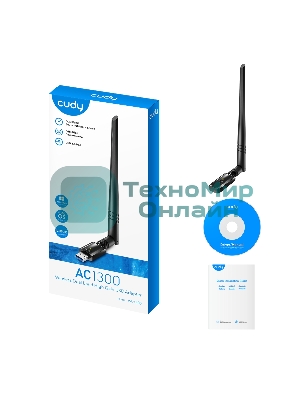 Сетевой адаптер Wi-Fi Cudy WU1400 AC1300 USB 3.0 (ант.внеш.несъем.) 1ант.