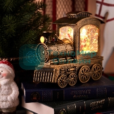 Декоративный фонарь Паровоз с эффектом снегопада и подсветкой