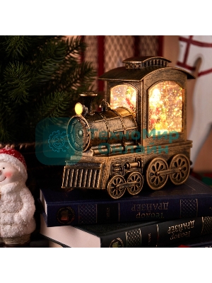 Декоративный фонарь Паровоз с эффектом снегопада и подсветкой