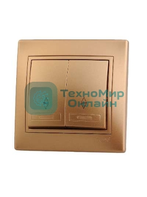 Выключатель проходной 2-кл. СП Мира 10А IP20 метал. зол. LEZARD 701-1313-106