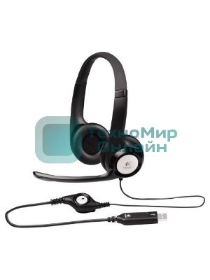 Гарнитура проводная Logitech Headset H390 USB черный