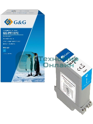 Картридж струйный G&G GG-PFI107C голубой (130мл) для Canon imageProGRAF iPF670/680/685/770/780/785