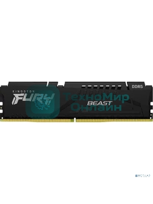 Оперативная память Kingston Fury Beast, DDR5, 32GB (1x32GB), 6000MHz, CL30, DIMM, с радиатором, черный
