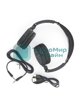 Беспроводные/проводные наушники Gembird BHS-100 черный, накладные, Bluetooth + проводной, складная конструкция, до 6 ч