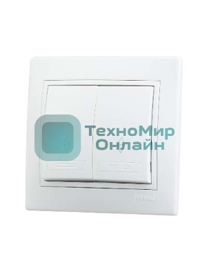 Выключатель LEZARD 701-0202-106 серия скр.проводки Мира проходной двойной белый