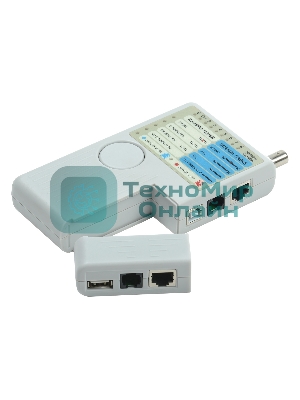 Тестер для витой пары ITK 4в1 RJ45/RJ11/BNC/USB с элем. пит.