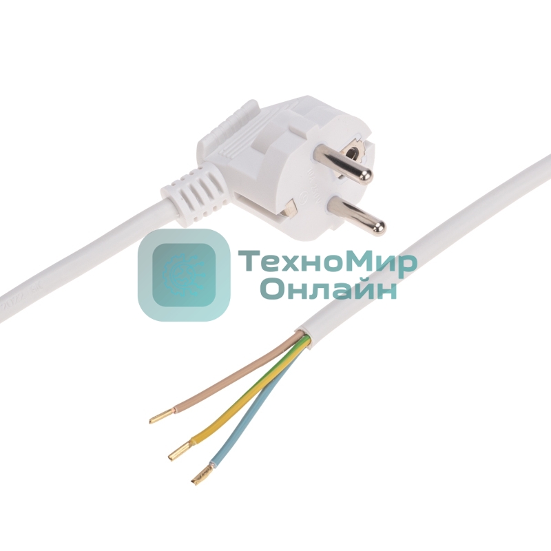 Шнур электрический с вилкой Rexant ПВС 3х1,0 мм², 5м белый