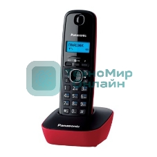 Телефон беспроводной (DECT) Panasonic KX-TG1611RUR (красный) АОН, Caller ID,12 мелодий звонка,подсветка дисплея,поиск трубки