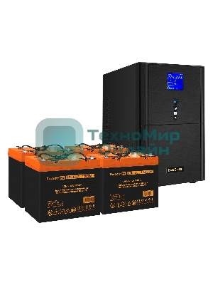 Комплект источника бесперебойного питания Exegate EX295990RUS + батарея 55Aч EX285652RUS 4шт (инвертор, синус, для котла) ExeGate SineTower SZ-3000.LCD.AVR.3SH.1C13.RJ.USB <3000VA/2400W, чистый синусоида, LCD дисплей, AVR, 3*Schuko+1*C13, RJ45/11, USB, линейно-интерактивный, черный> + батарея ExeGate HRL 12-55 (12В, 55А·ч) 4шт