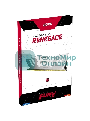 Оперативная память Kingston Fury Renegade, DDR5, 64Gb (2x32Gb), 6400MHz, CL32, DIMM, радиатор, RGB, белый