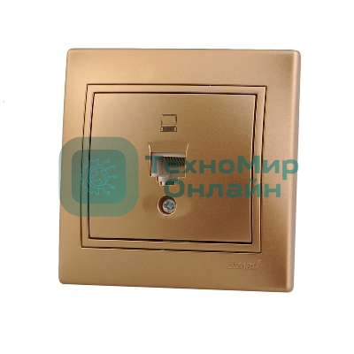 Розетка компьютерная 1-м СП Мира RJ45 метал. зол. Lezard 701-1313-139