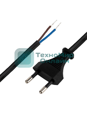 Сетевой шнур Rexant 2х0,75 мм², 1,8 м черный