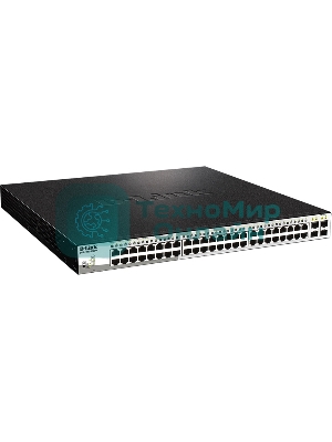 Коммутатор настраиваемый D-Link DGS-1210-52MPP/E2A PROJ WebSmart с 48 портами 10/100/1000Base-T и 4 портами 1000Base-X SFP (порты 1-48 с поддержкой PoE 802.3af/802.3at (30 Вт), PoE-бюджет 740 Вт)
