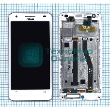 Дисплей для Asus ZenFone Go T500, белый с рамкой