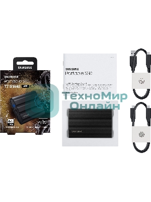 Внешний SSD Samsung T7 Shield, 4TB, USB 3.2 Gen 2 Type-C, R/W 1050/1000, черный