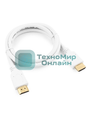 Кабель Cablexpert HDMI CC-HDMI4-W-1M, 19M/19M, v2.0, медь, позол.разъемы, экран, 1м, белый, пакет