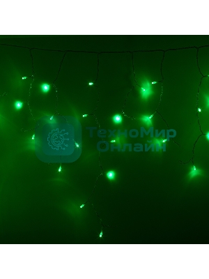 Гирлянда Neon-night Айсикл (бахрома) светодиодный, 2,4 х 0,6 м, прозрачный провод, 230 В, диоды зеленые, 88 LED