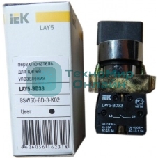 Переключатель LAY5-BD33 на 3 полож. черный I-O-II станд. ручка IEK BSW60-BD-3-K02