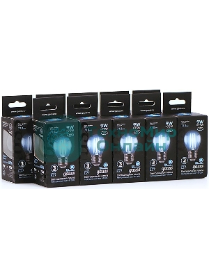 Лампа светодиодная филаментная Gauss 9Вт цок.: E27 шар 220B 4100K св. свеч. белый ней. G45 (упак.: 10 шт)